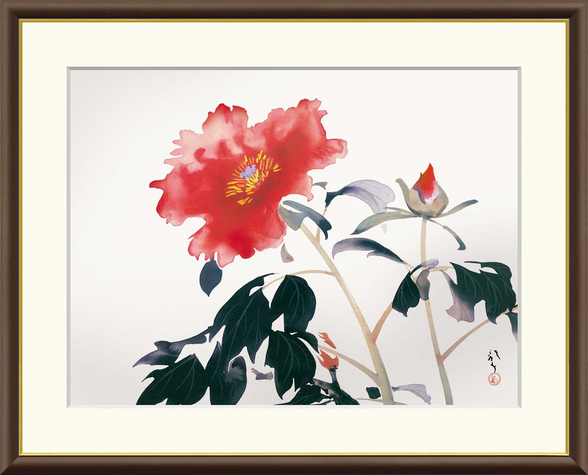 絵画 アート フレーム 川端龍子 牡丹 送料無料 J2-059 F8 F6 F4 名画 複製 額 美術印刷 10年間品質保証 高精細 高品質