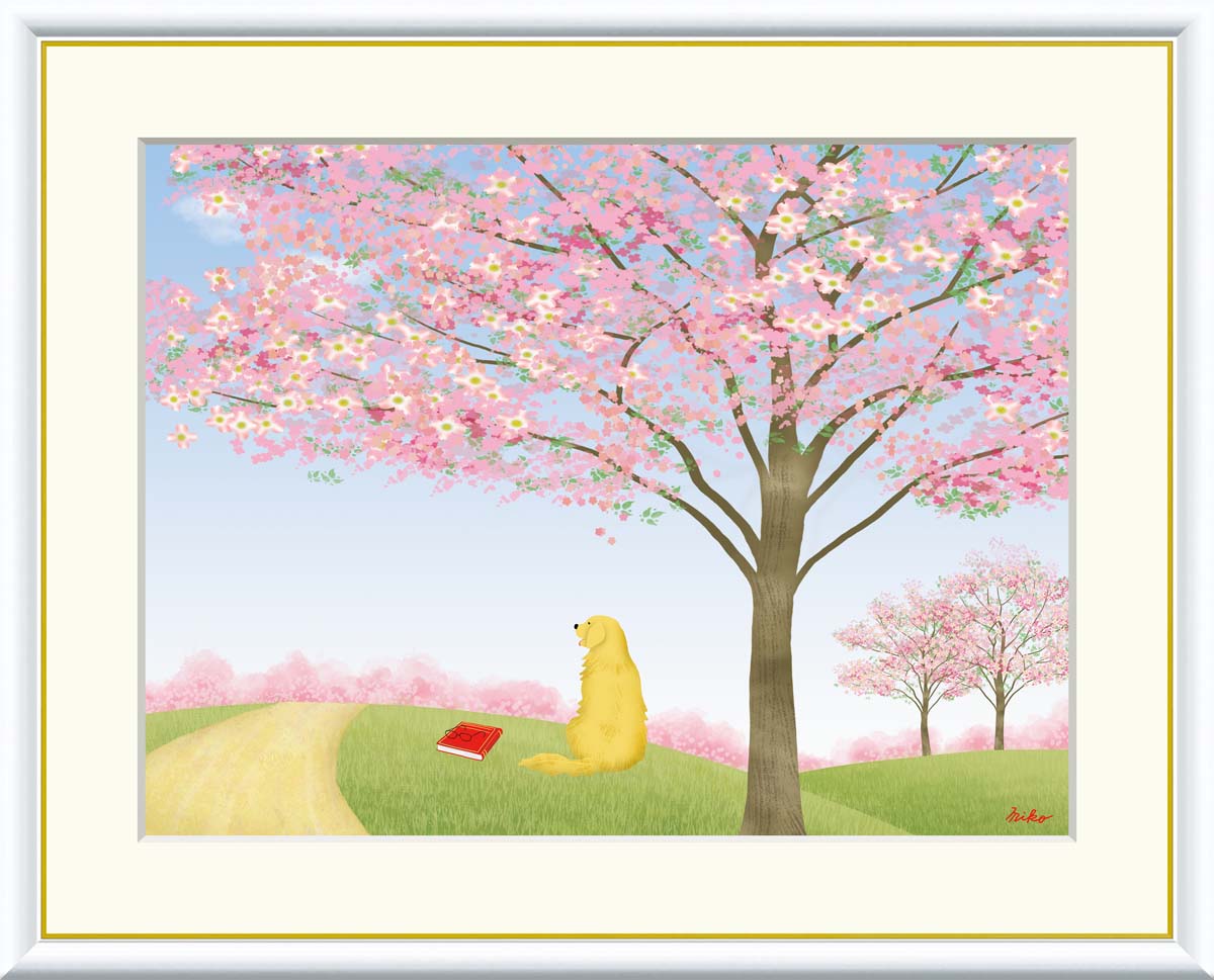 絵画 アート フレーム 鈴木みこと ハナミズキ 送料無料 J3-G008 F8 F6 F4 名画 複製 額 美術印刷 10年間品質保証 高精細 高品質