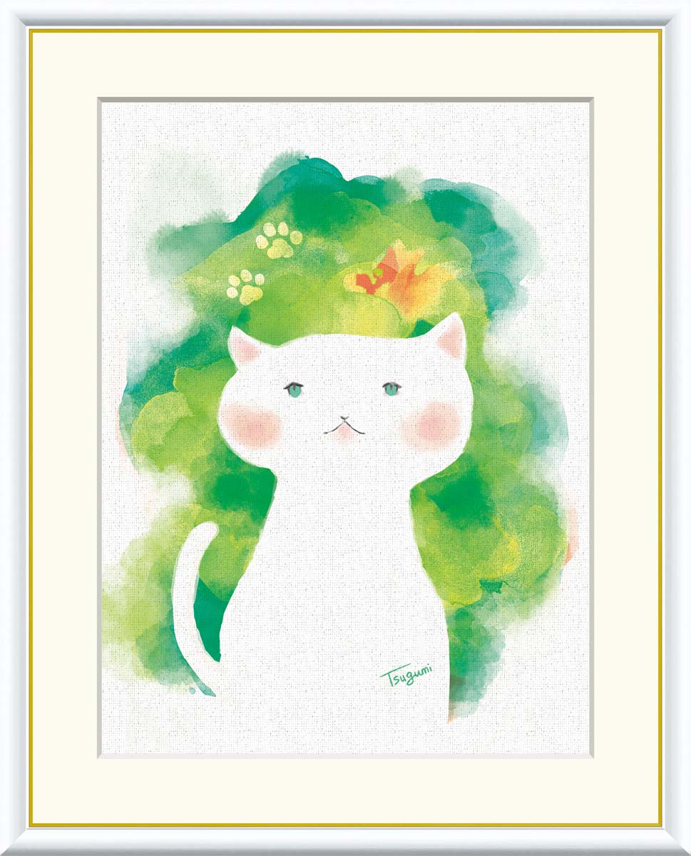 絵画 アート フレーム 木下つぐみ ねこ 送料無料 J3-M002 F8 F6 F4 名画 複製 額 美術印刷 10年間品質保証 高精細 高品質