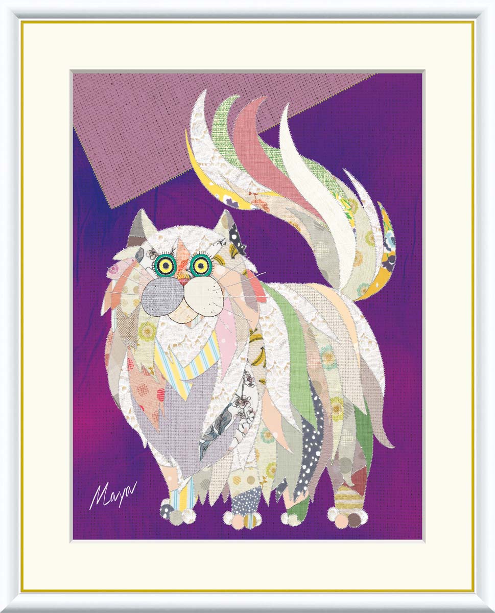 絵画 アート フレーム 池田麻耶 ペルシャ猫 送料無料 J3-U010 F8 F6 F4 名画 複製 額 美術印刷 10年間品質保証 高精細 高品質 7,472円