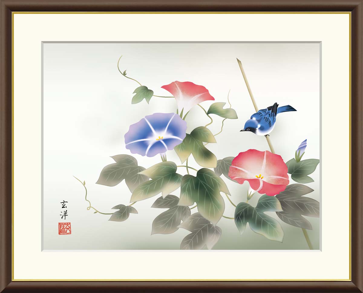 絵画 アート フレーム 近藤玄洋 朝顔 送料無料 J4-B027 F8 F6 F4 名画 複製 額 美術印刷 10年間品質保証 高精細 高品質