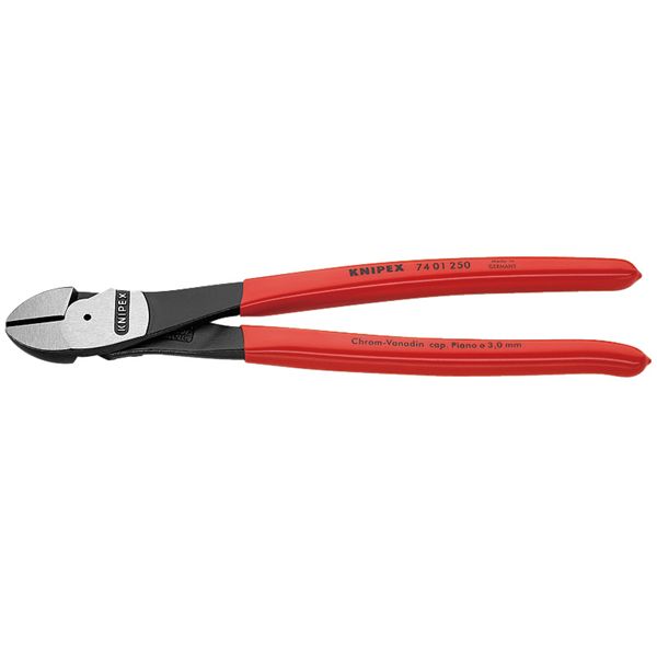 KNIPEX クニペックス 強力型斜ニッパー 硬線用 プラスチックコーティング 全長250mm 7401-250