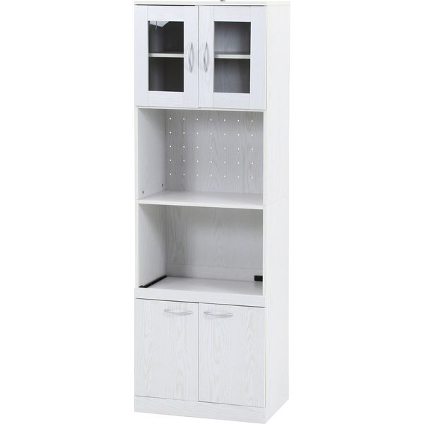 ハイキッチンボード 約180×60cm オークホワイト 組立品【代引不可】