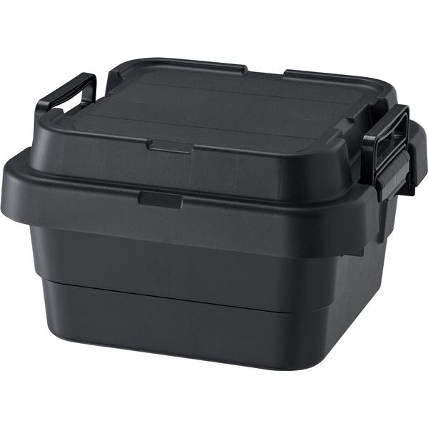 納めるボックス席 納める入れもの 幅40×奥ふかさ39×高さ24糎 浅型 18L 黒いこと 3個仕かける 上部付 トランクカーゴ LOW アウトドア 難民キャンプ