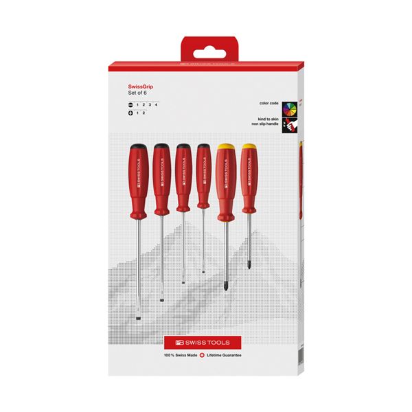 PB SWISS TOOLS ピービースイスツールズ 6本組 スイスグリップ マイナス・プラスドライバーセット ペーパーボックス入 8560.CBB｜生活雑貨のお店！Vie-UP