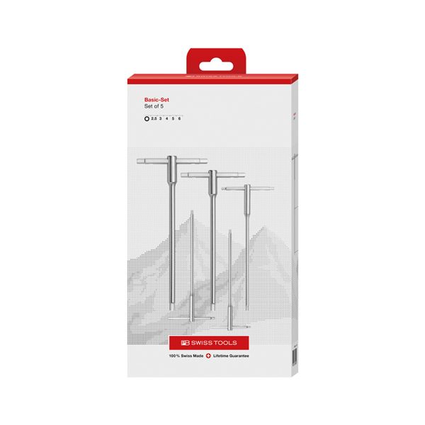 PB SWISS TOOLS ピービースイスツールズ 5本組 スライド式六角棒レンチセット ペーパーボックス入 1204.SET6CBB