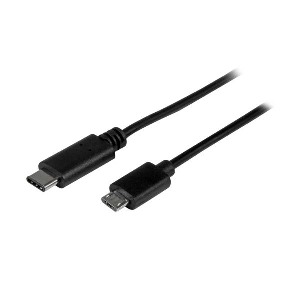 （まとめ） StarTech.com USB2.0ケーブル USB Micro-B オス（5ピン）-USB Type-C オス（24ピン）ブラック 1m USB2CUB1M 1本 【×3セット】