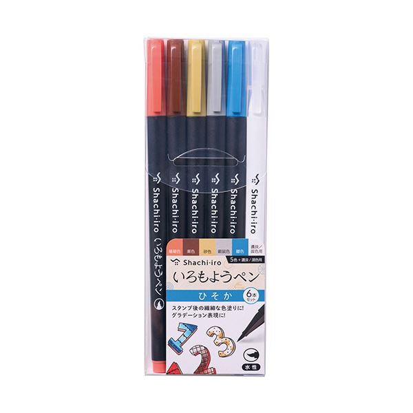 （まとめ） シヤチハタいろもようペン ひそか 6本セット KPFS-F／6S3 1パック 【×5セット】