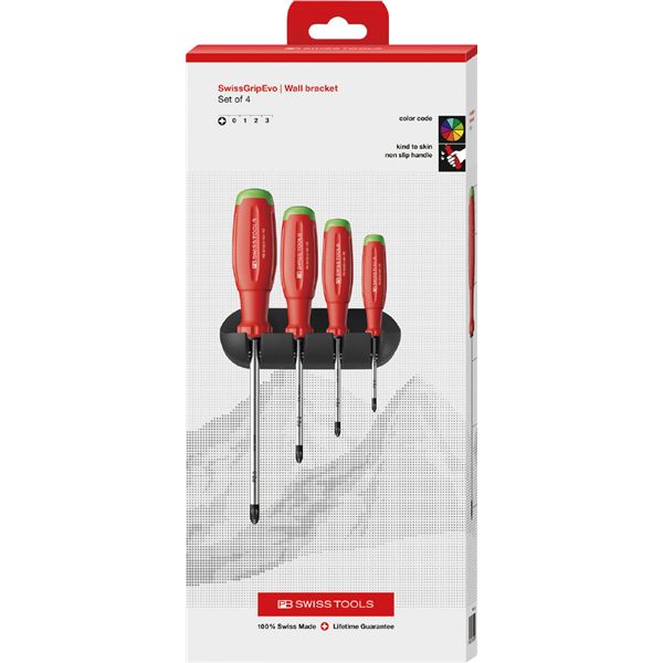 PB SWISS TOOLS ピービースイスツールズ 4本組 スイスグリップEVO ポジドライバーセット（BOX） 38243.HCBB 5,944円