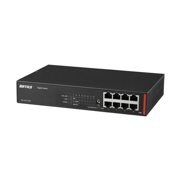 緩衝装置置き目 度合い2 GigaPoEアンマネージスイッチ 8界面 黒いこと BS-GU2108P 1台