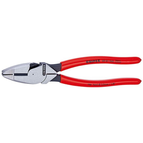 KNIPEX クニペックス 架線工事用強力ペンチ プラスチックコーティング サイズ55×17×240mm パック入 0901-240SB