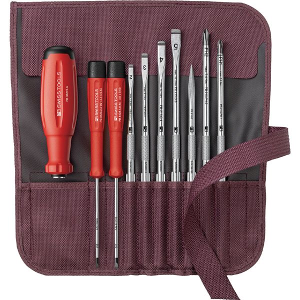 PB SWISS TOOLS ピービースイスツールズ 9本組 差替式ドライバーセット ボルドー 38218.BO|生活雑貨のお店!Vie-UP