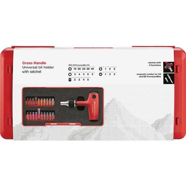 PB SWISS TOOLS ピービースイスツールズ 21個組 クロスハンドル ラチェット式ドライバーT型ハンドルセット ボックスケース入 1255.MRSETCBB