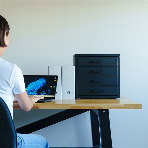 【2個セット】くらしのストレージボックス4段(ブラック/黒) オフィス 卓上収納 スチール 引出し 小物入れ オーガナイザー 収納 引出し モダン インテリア 文房具収納 書類収納 韓国インテリア 組立品 NK-482｜生活雑貨のお店！Vie-UP