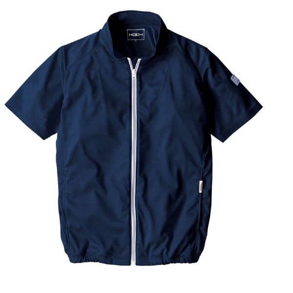 村上被服 HOOH 半袖ニットブルゾン V771 ネイビー サイズ：8L 服単品 〔バッテリー・ファン・ケーブル別売〕