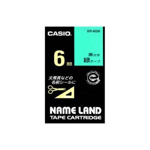 (業務用5セット) CASIO カシオ ネームランド用ラベルテープ 【幅：6mm】 XR-6GN 緑に黒文字