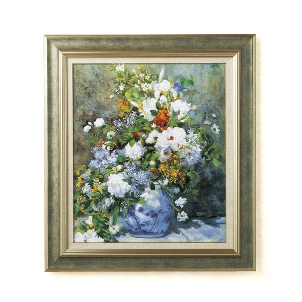 名画額縁/フレームセット 【F10号】 ルノワール 「花瓶の花」 690&times;615&times;38mm 壁掛けひも付き ストーングレーフレーム｜生活雑貨のお店！Vie-UP