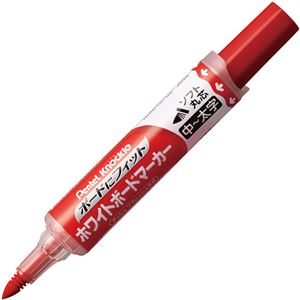 (まとめ) ぺんてる ノックル ボードにフィット ホワイトボードマーカー 中-太字・ソフト丸芯 赤 EMWL5BF-B 1本 【×20セット】