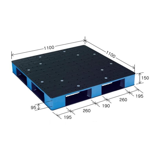 カラープラスチックパレット/物流資材 【1100×1100mm ブラック/ブルー】 片面使用 HB-D4・1111SC 岐阜プラスチック工業【代引不可】|生活雑貨のお店!Vie-UP