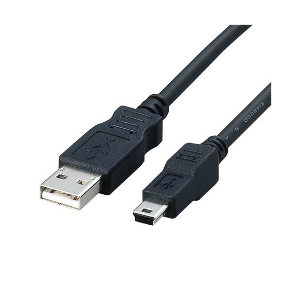 （まとめ）エレコムフェライトコア内蔵USB2.0相応う有線テレビ (A)雄-mini(B)雄 黒いこと 1.8m USB-FSM5181本【×5仕かける】 パソコン・周辺機器-その他-ケーブル