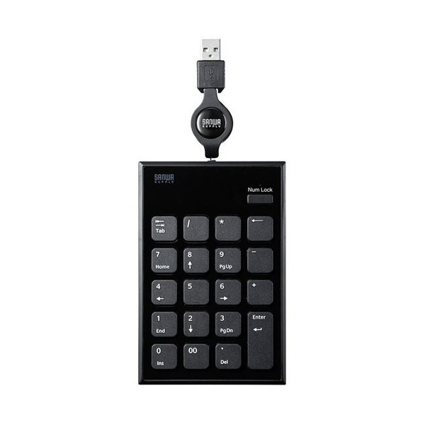(まとめ) サンワサプライ 巻取りUSBテンキー 黒いこと NT-21UBK 1個 【×3仕掛ける】 マウス・キーボード・入力機器-テンキー