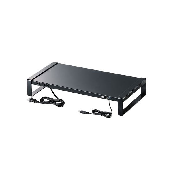 サンワサプライ 電源タップ+USBハブ付き机上ラック(W500) ブラック MR-LC204BKN｜生活雑貨のお店！Vie-UP