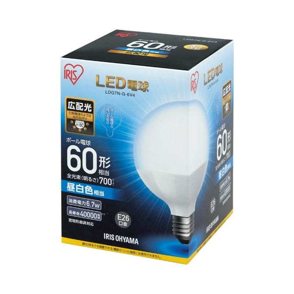 （まとめ） アイリスオーヤマ LED白熱電球60W E26 どんぶり鉢球 昼白 LDG7N-G-6V4【×5仕掛ける】 電球-ライト・照明器具-LED電球