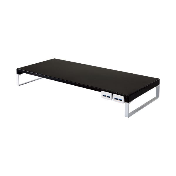 LIHITLAB 机上台 590mm USB3.0ハブ付 黒 A-7334-24