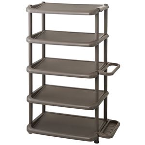 【10個セット】 シューズラック/下駄箱 【ブラウン】 ワイド 5段 幅56cm 傘収納 フック付き 『Like-it』｜生活雑貨のお店！Vie-UP 19,822円