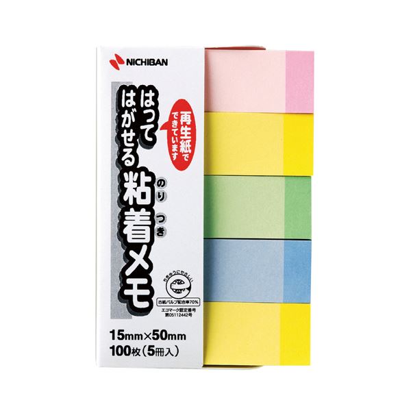 (まとめ) ニチバン 尖んがりおぼえ書き 生まれ変わり紙 15×50粍 淡彩生産ライン混色 F-4KP 1風呂敷き包み(5冊)  【×30仕掛ける】