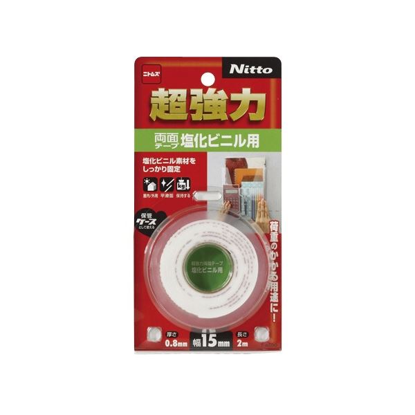 (まとめ) ニトムズ 超強力両面テープ 塩化ビニル用 15mm×2m T4580 1巻 【×20セット】