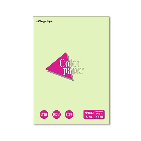 (まとめ) 長門屋バス発着場 Color Paper A4 中厚口 若草 ナ-3206 1冊（100枚）  【×30仕掛ける】