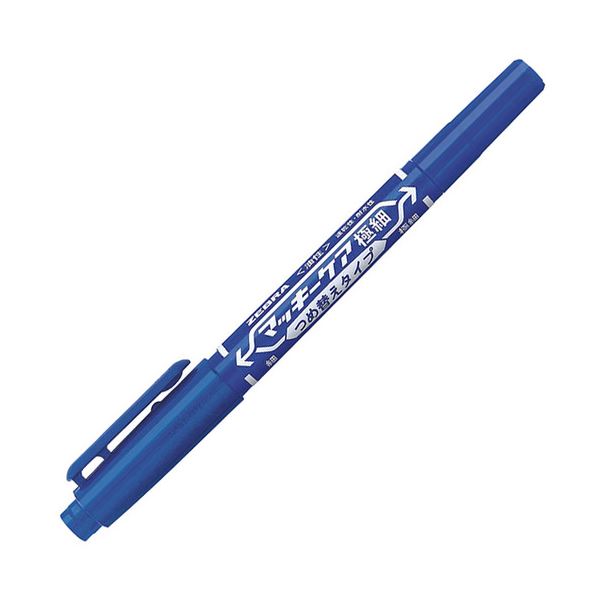 (まとめ) ゼブラ 油性マーカー マッキーケア極細 つめ替えタイプ 細字+極細 青 YYTS5-BL 1本 【×100セット】