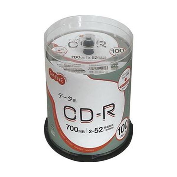 (まとめ)TANOSEE データ用CD-R700MB 52倍速 ホワイトワイドプリンタブル スピンドルケース 1パック(100枚) 送料無料!
