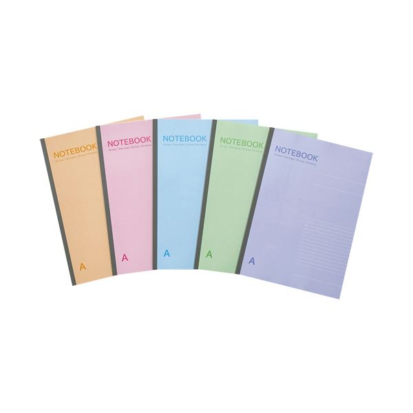 TANOSEE ノートパソ A4 A罫7粍 40枚 5色容器に並べる 1仕掛ける（50冊：5冊×10容器に並べる）