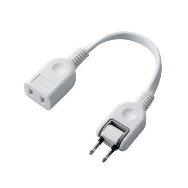 (まとめ) エレコム ACアダプタ用電源延長コード 2Pオス-メス 1個口 ホワイト 0.1m T-ADR1WH 1個 【×30セット】