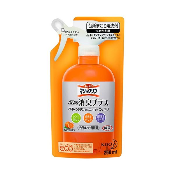 直送商品 花王 キッチンマジックリン 消臭プラス つめかえ用 250ml 1セット 30個