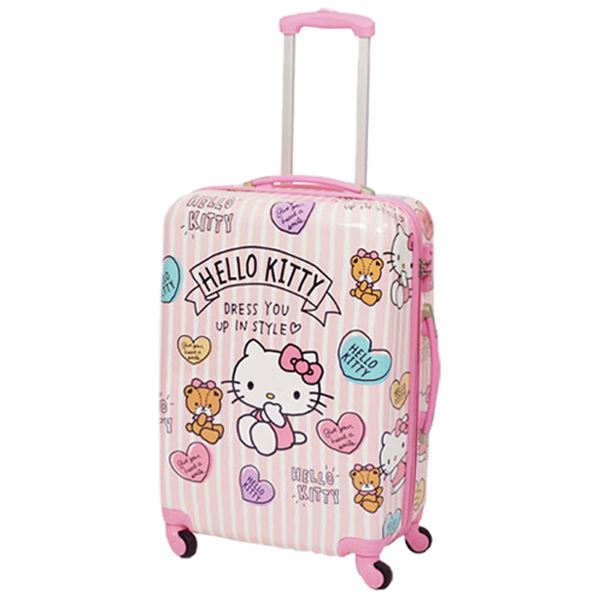 ピンク 幅46 5 奥行26 高さ67cm 耐衝撃性 バッグ スーツケース イラストがキュートで 旅のわくわくも倍増 ハローキティ 鍵式tsaロック M 軽量 ピンク キャリーバー2段階 鍵式tsaロック 送料込