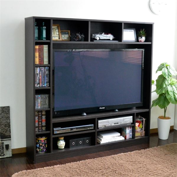 テレビ台 組立品 代引不可 ハイタイプ 壁面家具 リビング壁面収納 50インチ対応 50インチ対応 135cm幅 ダークブラウン 収納家具 組立品 代引不可 送料込 生活雑貨のお店 Vie Up