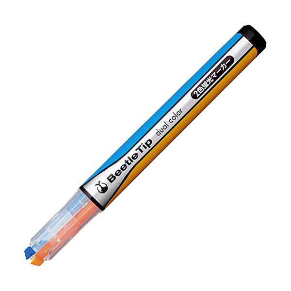 (まとめ) コクヨ 2色蛍光マーカービートルティップ オレンジ×ライトブルー PM-L303-3-1P 1本 【×100セット】