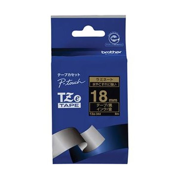 （まとめ）茶飲み友だち ピータッチ TZeテープラミネートテープ 18粍 黒/金文字記号 TZE-344 1個【×10仕かける】 ラベルライター用テープ・リフィル-パソコン・周辺機器