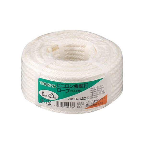 (まとめ) TRUSCO ビニロン金剛打ロープ 6mm×20m コイル巻 R-620K 1巻 【×3セット】