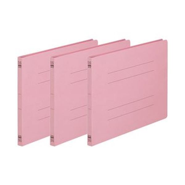 (まとめ)TANOSEE フラットファイル(ノンステープルタイプ)A4ヨコ 150枚収容 背幅18mm ピンク 1パック(3冊)【×50セット】