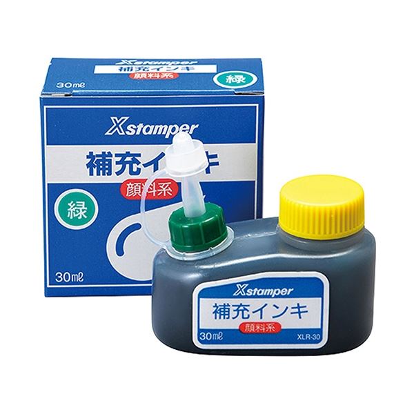 (まとめ) シヤチハタ Xスタンパー 付け足しインク 絵の具系一統用 30ml 緑 XLR-30 1個 【×20仕掛ける】