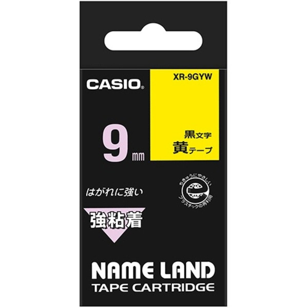(まとめ) カシオ CASIO 名まえ地べた NAME LAND 強へばり着く磁気テープ 9mm×5.5m 黄／黒文字 XR-9GYW 1個  【×10仕掛ける】
