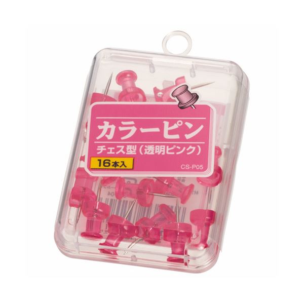 (まとめ) 百獣の王事務器 カラーピンチェス型針長さ10粍 澄み切ったサクラ色 CS-P05 1箱（16本）  【×50仕掛ける】 DIY・工具-粘着テープ-接着・補修用品