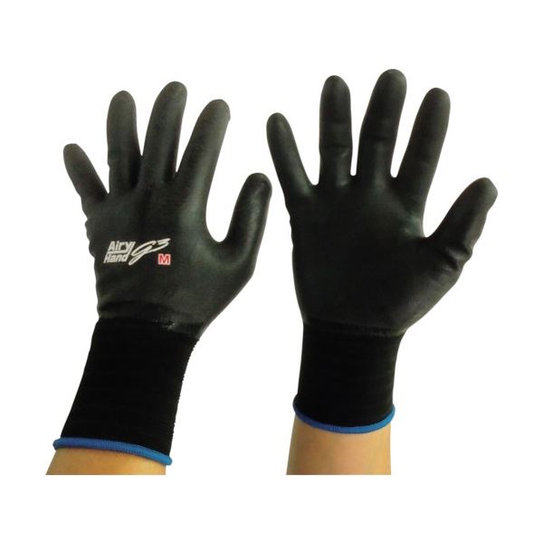 (まとめ) 富士手袋工業 エアリーハンド ジースリー M 黒 7466-M-BL 1双 【×20セット】