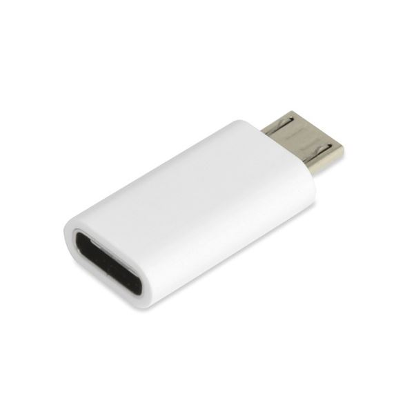 (まとめ)TypeC→microUSB変換コネクター (ホワイト) MTCA-WH