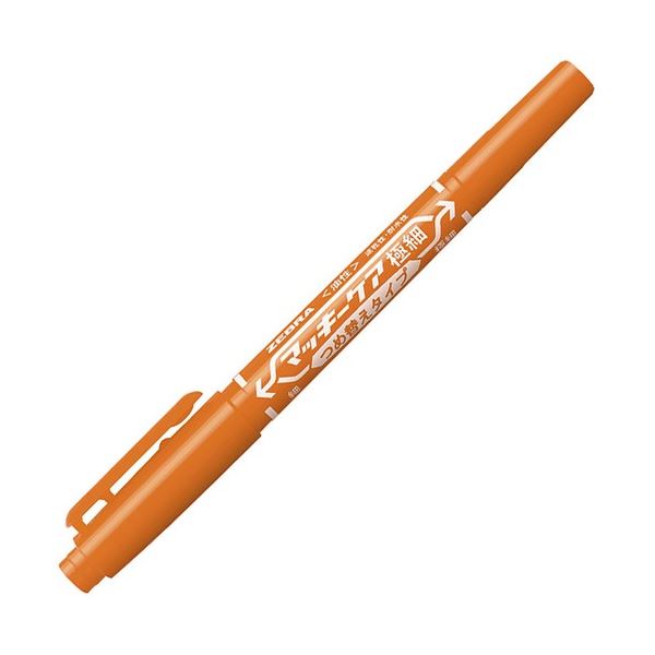 (まとめ) ゼブラ 油性マーカー マッキーケア 極細 つめ替えタイプ 細字+極細 オレンジ YYTS5-OR 1セット(10本) 【×5セット】
