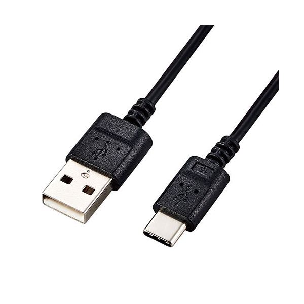【5個セット】エレコム USB-Cケーブル Type-Cケーブル スリム 極細 A-C 2m スマホ充電ケーブル ブラック MPA-ACX20BK2X5